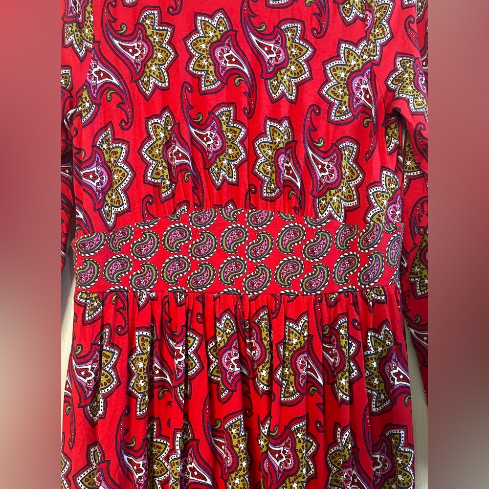 Women’s Boden Thea Long Sleeve Paisley Print Midi Dress Red Size 10R - Picture 8 of 9